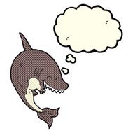 cartoon shark with thought bubble N19
