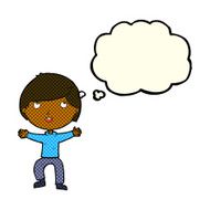 cartoon happy boy with thought bubble N100