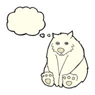 cartoon unhappy polar bear with thought bubble N4