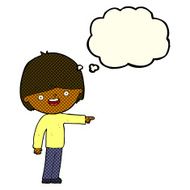 cartoon man pointing with thought bubble N82