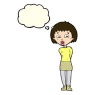cartoon surprised woman with thought bubble N105