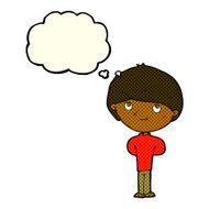 cartoon happy boy with thought bubble N101