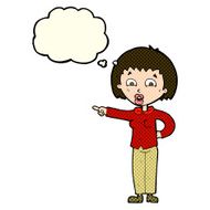 cartoon pointing woman with thought bubble N14