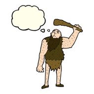 cartoon neanderthal with thought bubble N3