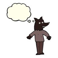 cartoon happy werewolf with thought bubble N3