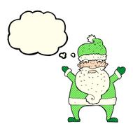 cartoon stressed out santa with thought bubble N5