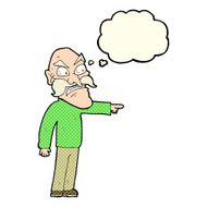 cartoon furious old man with thought bubble N4