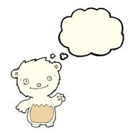 cartoon waving polar bear cub with thought bubble N21