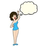 cartoon dancing woman with thought bubble N24