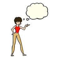 cartoon woman pointing with thought bubble N93