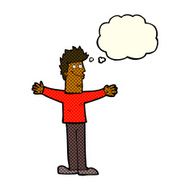 cartoon happy man with thought bubble N199