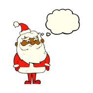 cartoon santa claus with thought bubble N85