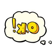 cartoon OK symbol with thought bubble N3