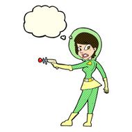 cartoon sci fi girl with thought bubble N4