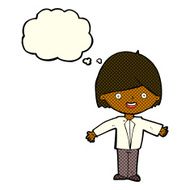 cartoon happy man with thought bubble N201