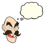 cartoon evil old man face with thought bubble N5