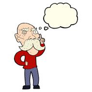 cartoon annoyed old man with thought bubble N28