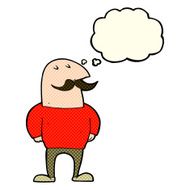cartoon bald man with mustache thought bubble N8