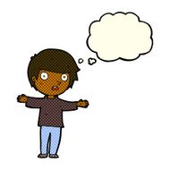 cartoon worried boy with thought bubble N14