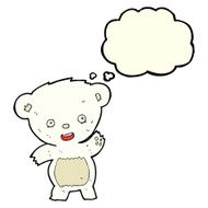 cartoon waving polar bear with thought bubble N26