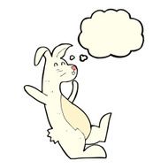cartoon white rabbit with thought bubble N3
