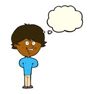 cartoon happy boy with thought bubble N102