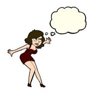 cartoon female spy with thought bubble N13