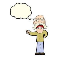 cartoon angry old man with thought bubble N62
