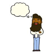 cartoon happy man with beard thought bubble N19