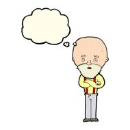 cartoon worried old man with thought bubble N10