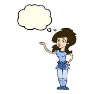 cartoon pretty waitress with thought bubble N5