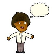 cartoon happy man with thought bubble N202