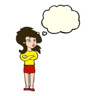 cartoon woman with folded arms thought bubble N13