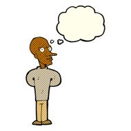 cartoon evil bald man with thought bubble N5