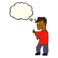 cartoon happy man with thought bubble N203