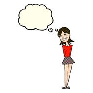 cartoon happy woman with thought bubble N113