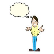 cartoon man shrugging shoulders with thought bubble N13
