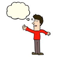 cartoon man reaching with thought bubble N5