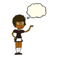 cartoon waitress with thought bubble N13