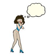 cartoon surprised woman with thought bubble N106