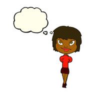 cartoon happy woman with thought bubble N114