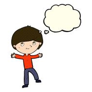 cartoon excited boy with thought bubble N68