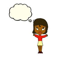 cartoon woman with open arms thought bubble N43