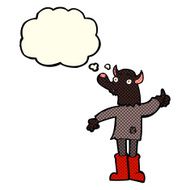 cartoon funny werewolf with thought bubble N7