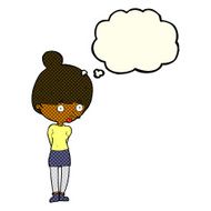 cartoon woman staring with thought bubble N14