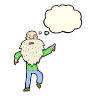 cartoon stressed old man with thought bubble N9
