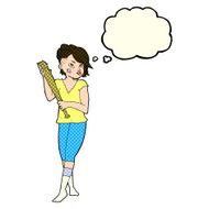 cartoon pretty punk girl with baseball bat thought bubble N5