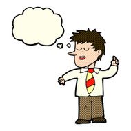 cartoon man with good idea thought bubble N10