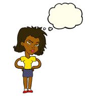 cartoon woman with hands on hips thought bubble N96