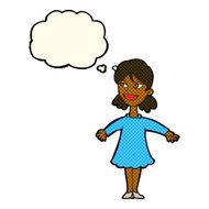 cartoon woman with open arms thought bubble N45